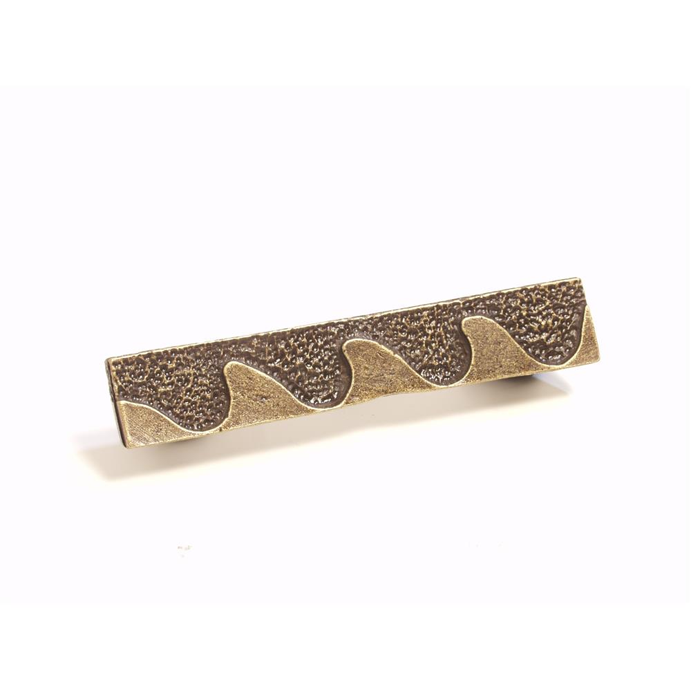 Emenee OR365-ABB Premier Collection Wave Handle Facing Right 4 inch x 3/4 inch in Antique Bright Brass Hammered Series